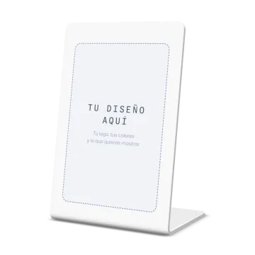 Placa de mesa con tu diseño de Un Toque: blanca, con chip y el espacio para tu diseño